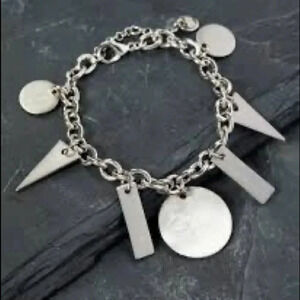 Marlyn Schiff Silvertone Geometric Charm Bracelet